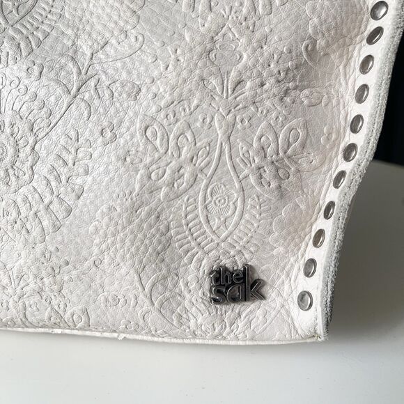 The Sak Crossbody bag Cream Soft Pebble Tooled Leather Purse Bohemian Neutral - Picture 3 of 15